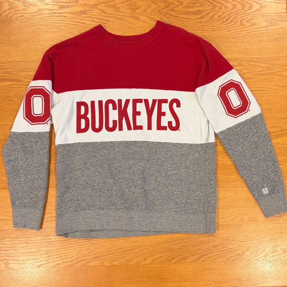 Gray and Red Ohio State Buckeyes Crewneck - Women’s